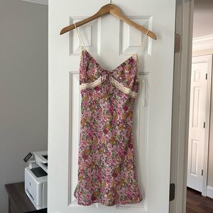 Floral Pink Spaghetti Strap Dress